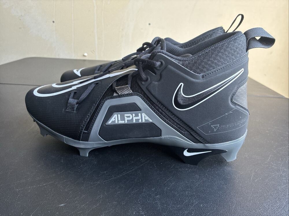 Nike Alpha Menace Pro 3 Football Cleats Black/Grey-White DM1788-001 Men’s Sz 13
